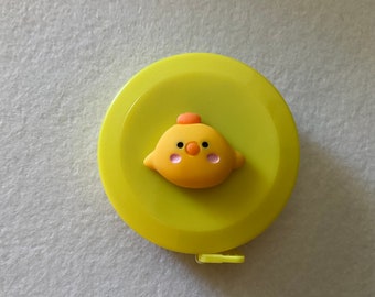 Yellow with Chick - Cute Tape Measure - Adorable - Retractable Button - 60" long.
