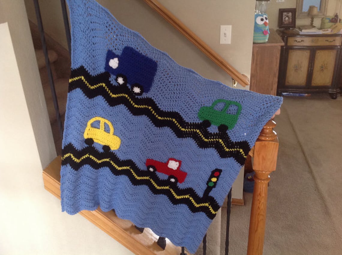 CROCHET PATTERN Car Truck and Traffic Baby Blanket Etsy