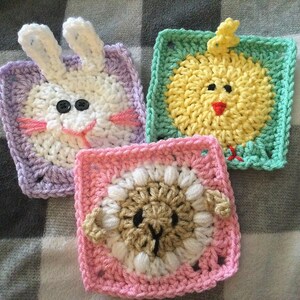 CROCHET PATTERN - Easter Coasters - Bunny Chick and Lamb - PATTERN