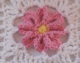 CROCHET PATTERN - Twisty Flower Square - PATTERN