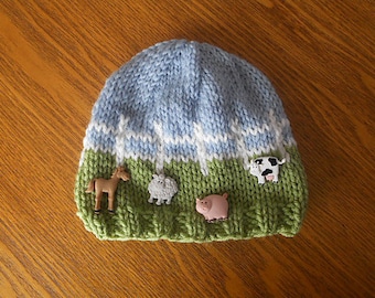 KNIT PATTERN """ Knit Baby Farm Hat """ PATTERN
