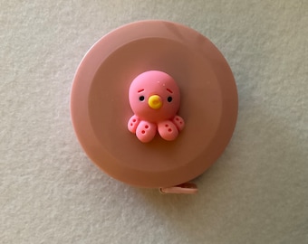 Pink with Octopus - Cute Tape Measure - Adorable - Retractable Button - 60" long.