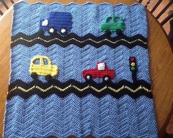 CROCHET PATTERN - Car, Truck and Traffic Baby Blanket - PATTERN