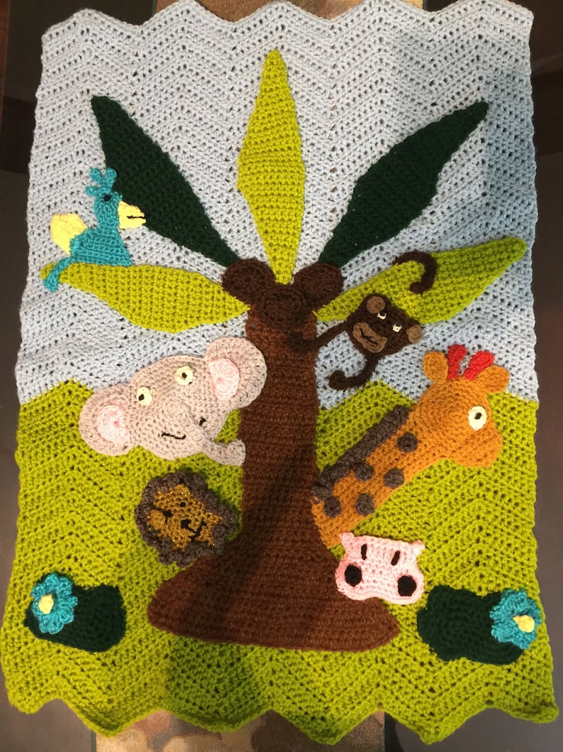 CROCHET PATTERN Jungle Blanket PATTERN image 7