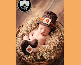 CROCHET PATTERN - Newborn Baby Pilgrim Hat - PATTERN