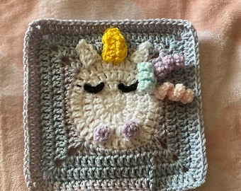 CROCHET PATTERN - Happy Unicorn 8" Square - PATTERN