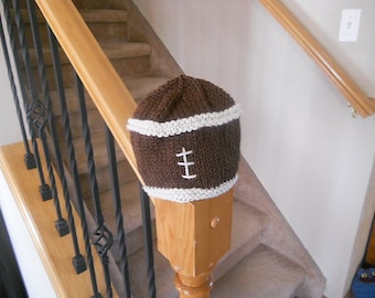 KNIT PATTERN - Brown Football Hat - PATTERN