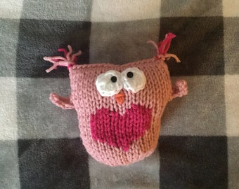 KNIT PATTERN - Knit Heart Owl Valentine Buddy - PATTERN