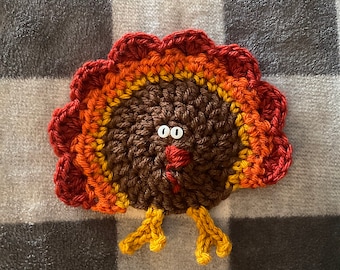 CROCHET PATTERN - Thanksgiving Turkey Coaster - PATTERN
