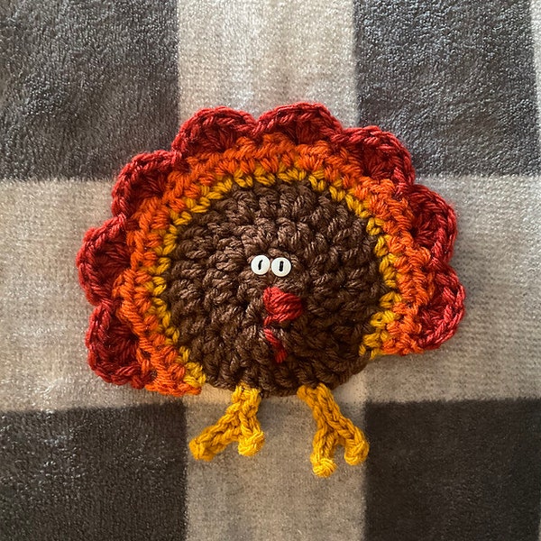 CROCHET PATTERN - Thanksgiving Turkey Coaster - PATTERN