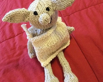 KNIT PATTERN - Adorable House Elf with Sock - Fans of Dobby - PATTERN