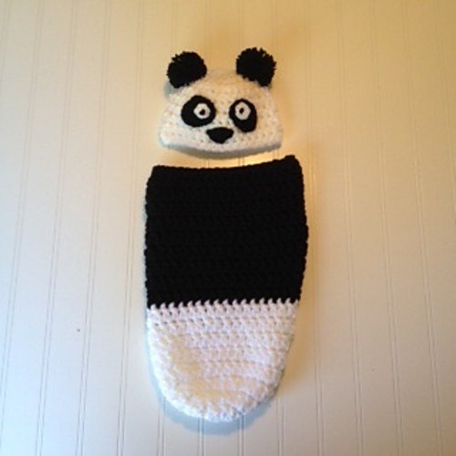 30 Cozy Sack Hat Crochet Patterns for Winter, Gifts, and Photo Props 33 Newborn Panda Hat and Cocoon Pattern