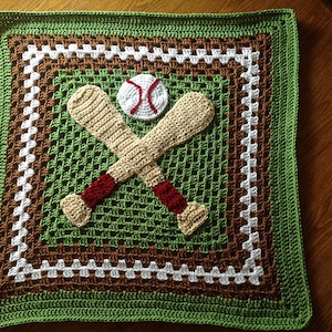 CROCHET PATTERN - Baseball Granny Square Blanket - PATTERN