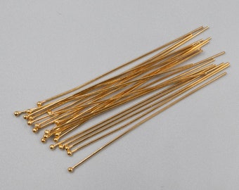 CLOSING SUPPLY SHOP | Brass Ball Head Pin | Jewelry Supplies | 23 Gauge | 2 inches long | 50 Count | Gold Plated Brass
