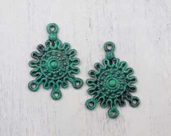 Patina Jewelry Connectors | Filigree Links | Green Connectors | Jewelry Supplies | Drop Earrings