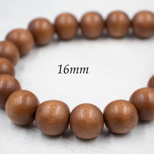 16mm Light Brown Wood Beads | Jewelry Supplies | Chunky Jewelry | Round Wood Beads