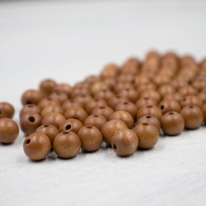 100 Loose Beads | 8mm Light Brown Wood Beads | Jewelry Supplies | Round Wood Beads