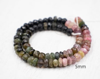 CLOSING SUPPLY SHOP | 5mm Faceted Tourmaline Gemstones | Rondelle Gemstone | Natural Gemstone | Jewelry Supplies