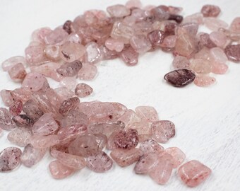 CLOSING SUPPLY SHOP | Strawberry Quartz Chip Beads | Jewelry Supplies | Natural Beads | Loose Beads