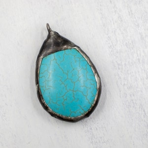 Soldered Pendant | Jewelry Supplies | Teardrop Pendant | Lead Free Solder | Bohemian Jewelry | Stone Pendant