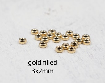 CLOSING SUPPLY SHOP | 3mm 14K Gold Filled Flat Rondelle Beads | Round Beads | Jewelry Supplies