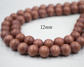 Package of 2 Strands | 12mm Mauve Wood Beads | Jewelry Supplies | Chunky Jewelry | Round Wood Beads | Pale Pink Beads