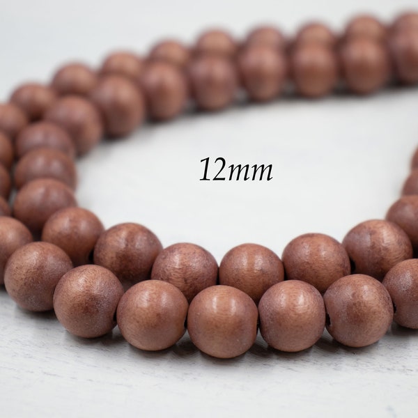 Package of 2 Strands | 12mm Mauve Wood Beads | Jewelry Supplies | Chunky Jewelry | Round Wood Beads | Pale Pink Beads