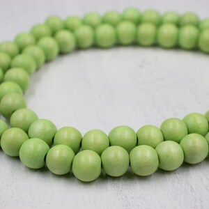 Package of 2 Strands | 10mm Lime Green Wood Beads | 80 Loose Beads | Jewelry Supplies | Chunky Jewelry | Round Wood Beads
