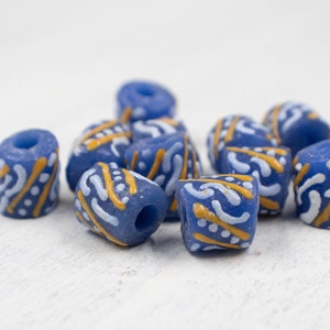 Swirl Krobo Glass Beads | Light Blue Glass Beads | Recycled Glass Beads | Jewelry Supplies