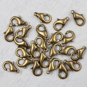 25 Pieces Brass Clasp | Lobster Claw | Antiqued Gold-Plated Brass | 10x6mm