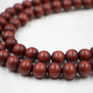 Package of 2 Strands | 10mm Red Brown Color Wood Beads | 80 Loose Beads | Jewelry Supplies | Chunky Jewelry | Round Wood Beads