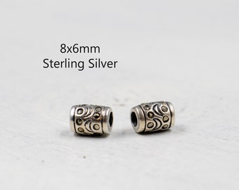 CLOSING SUPPLY SHOP | Set of 2 Sterling Silver Marcasite Tube Beads | Natural Stone | Vintage Style Jewelry | Jewelry Supplies
