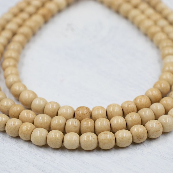 6mm Antiqued Bone Beads | Ox Bone Beads Dyed | Natural Beads | Jewelry Supplies