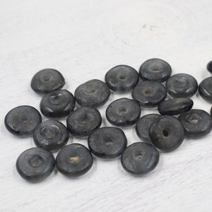 12mm Black Rondelle Glass Beads | Rondelle Beads | Recycled Glass Beads | Jewelry Supplies