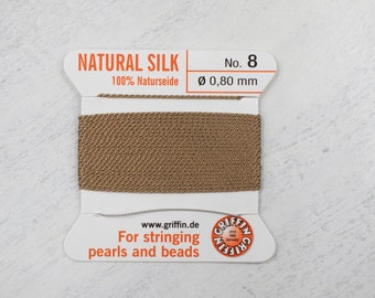 CLOSING SUPPLY SHOP | No 8 Beige Griffen Silk Thread Cord | No 8 Silk Cord | Knotting Jewelry | Jewelry Supplies