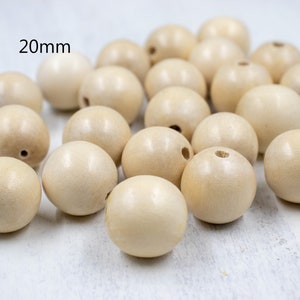 20mm Natural Wood Beads | Jewelry Supplies | Chunky Jewelry | Round Wood Beads