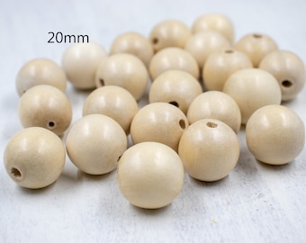 20mm Natural Wood Beads | Jewelry Supplies | Chunky Jewelry | Round Wood Beads