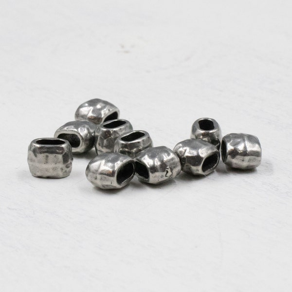 TierraCast Hammered Barrel Bead | Antiqued Silver | Jewelry Findings | Jewelry Making