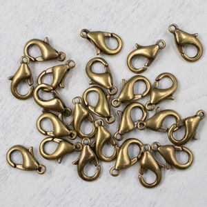 20 Pieces Brass Clasp | Lobster Claw | Antiqued Gold-Plated Brass | 13x8mm