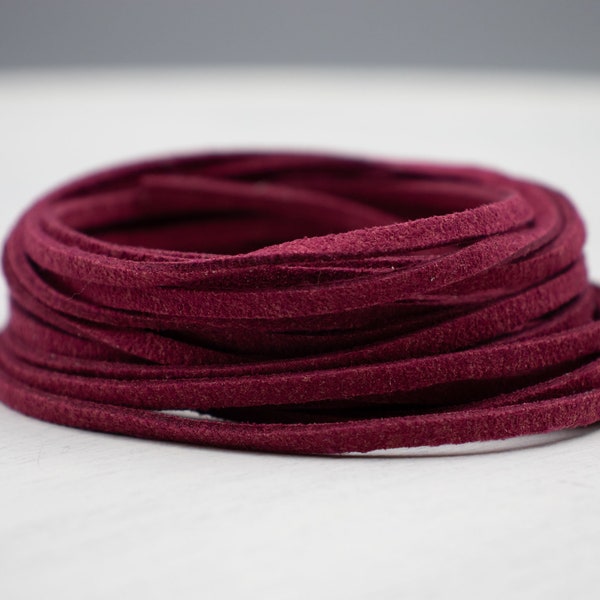 5 Yards of Faux Suede Cord | 2.5mm Cord | Burgundy Red Faux Suede Cord | Jewelry Supplies