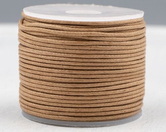 Waxed Cotton Cord | 1mm Cotton Cord | Light Brown Cotton Cord | Jewelry Supplies