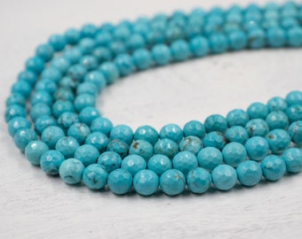CLOSING SUPPLY SHOP | 6mm Turquoise Magnesite Beads | Faceted Beads | Jewelry Supplies | Necklace Supplies