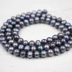 6mm Freshwater Peacock Semi Round Pearl | Gray Freshwater Pearls | Jewelry Supplies