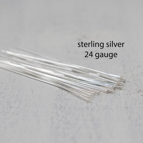 24 Gauge Flat Headpin Sterling Silver | Package of 10 Headpins | Jewelry Supplies | Bead Supplies