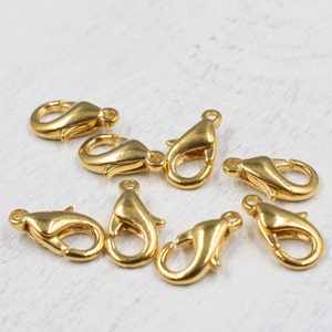 8 Pieces Gold Clasp | Lobster Claw | Gold-Plated Brass | 10x6mm
