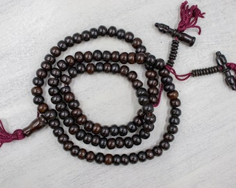 CLOSING SUPPLY SHOP | Dark Brown Mala Bone Beads | Prayer Necklace | Ox Bone Beads Dyed | Recycle Beads | Jewelry Supplies