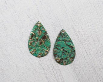Patina Jewelry Connectors | Vintaj Links | Green Connectors | Jewelry Supplies | Drop Earrings