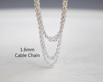 CLOSING SUPPLY SHOP | 5 Feet Sterling Silver 1.6mm Cable Chain Unfinished | Jewelry Supplies