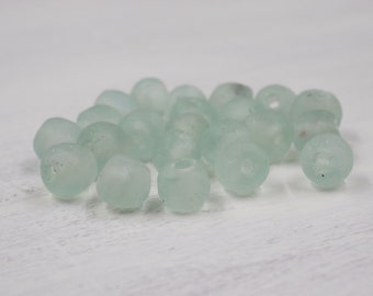 11mm Clear Aqua Glass Beads | Recycled Glass Beads | Jewelry Supplies