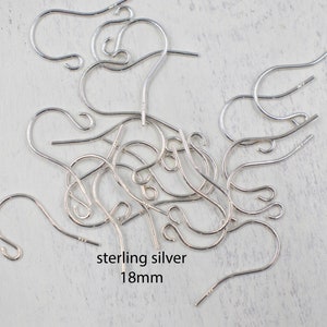 10 Pair Sterling Silver Fishhook Ear Wires | Jewelry Supplies | Earring Findings